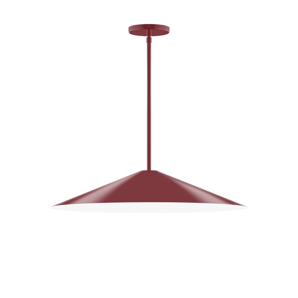 Montclair Lightworks STG429-55 24" Axis Shallow Cone Stem Hung Pendant Barn Red Finish